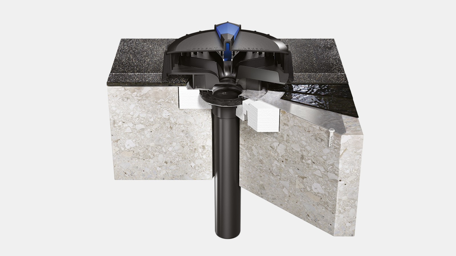 Vtok Geberit Pluvia pro betonové střechy s živičnou krytinou Vtok Geberit Pluvia pro betonové střechy s živičnou krytinou