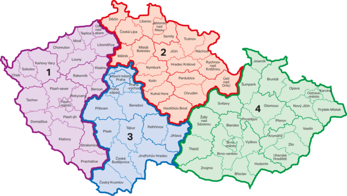 mapa České republiky s obchodním zastoupením Geberit