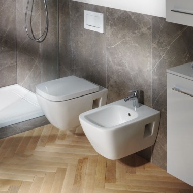 WC a bidet v hranatém designu z řady Geberit Selnova Square