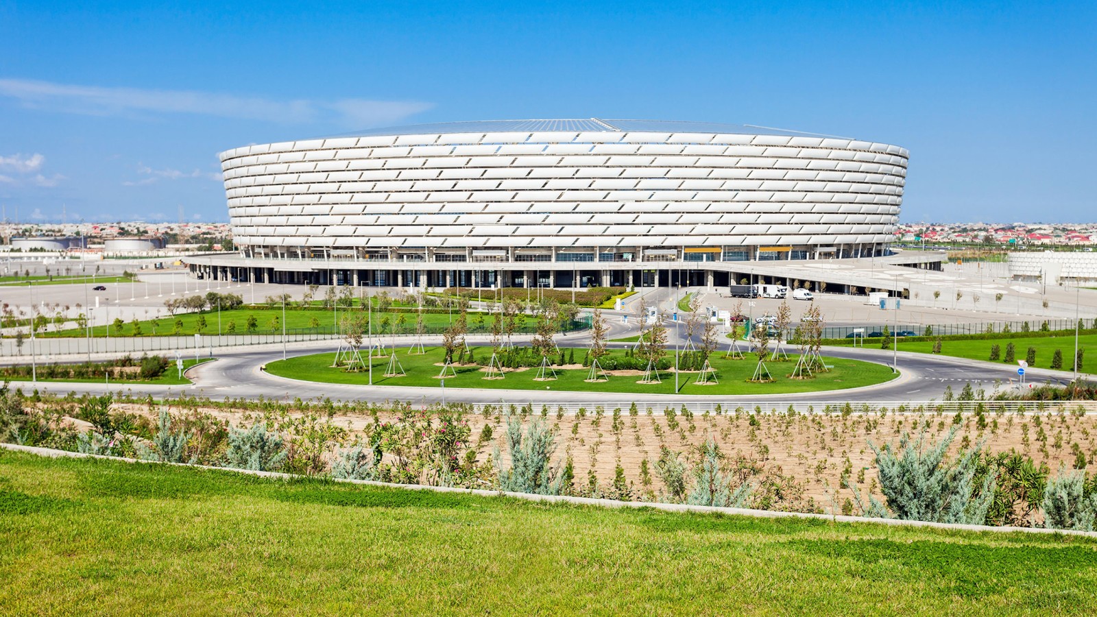 Baku Olimpiyat Stadyumu, Baku, Ázerbájdžán (© Andrey Khrobostov / Alamy Stock Photo) Baku Olimpiyat Stadyumu, Baku, Ázerbájdžán (© Andrey Khrobostov / Alamy Stock Photo)