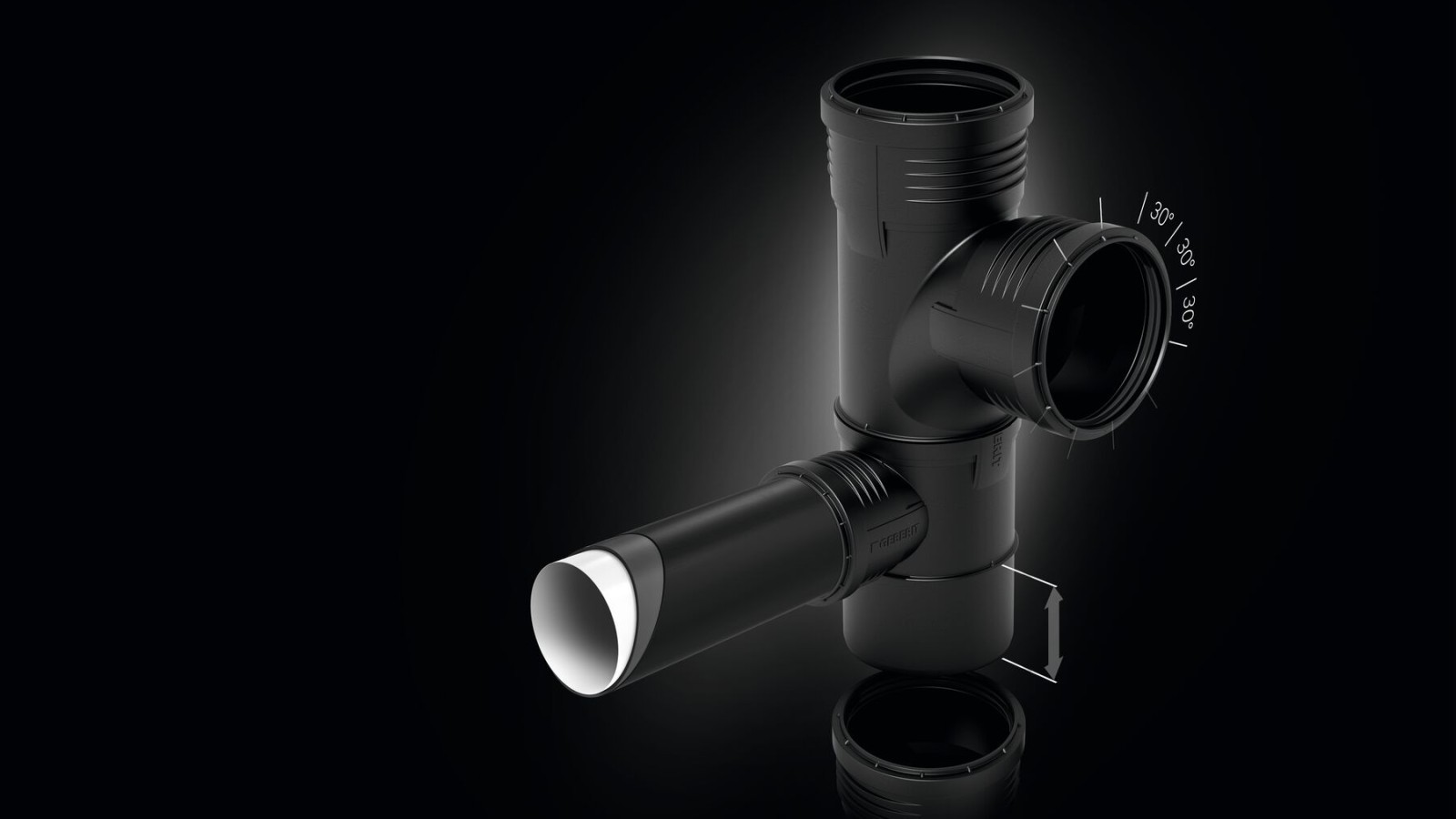 The sound-insulated Geberit Silent-PP drainage system ensures simple and secure installation The sound-insulated Geberit Silent-PP drainage system ensures simple and secure installation