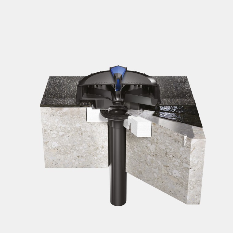 Instalace systému Geberit Pluvia na betonovou střechu s bitumenovou střešní fólií Instalace systému Geberit Pluvia na betonovou střechu s bitumenovou střešní fólií