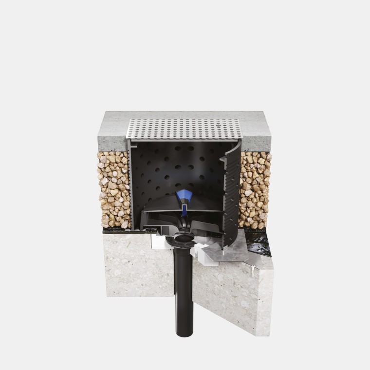 Instalace systému Geberit Pluvia na pochozí betonovou střechu s bitumenovou střešní fólií Instalace systému Geberit Pluvia na pochozí betonovou střechu s bitumenovou střešní fólií