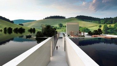 The H.O.M.E. Haus 2022 od architekty Hadi Teherani na pozadí zelených kopců