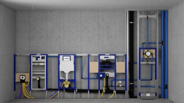 Předstěnová instalace a nádržky Geberit Duofix v systémové stěně