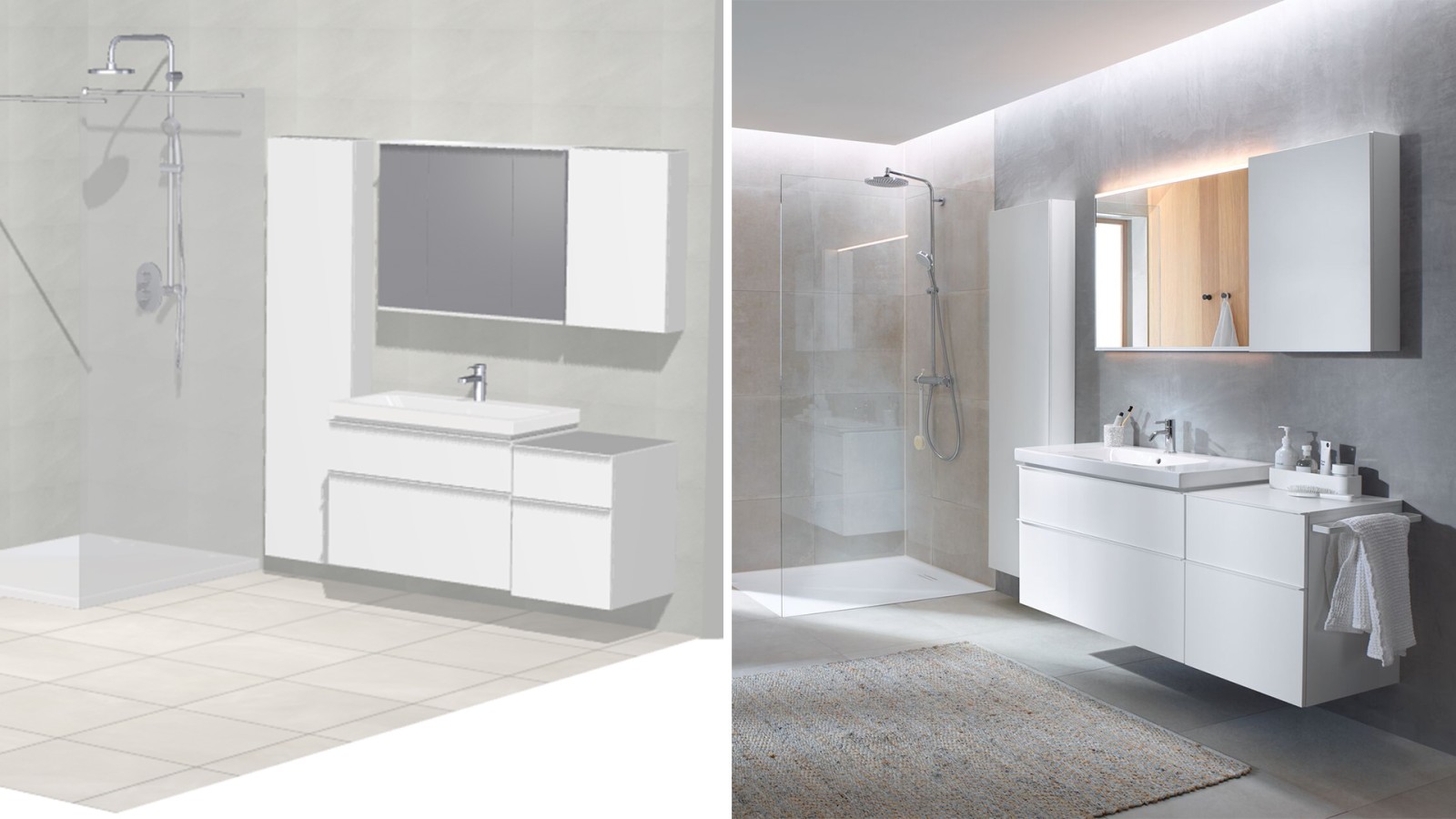 Geberit iCon bathroom with white bathroom furniture