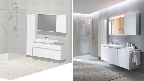 Geberit iCon bathroom with white bathroom furniture Geberit iCon bathroom with white bathroom furniture