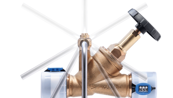 Vzorkovací ventil Geberit lze namontovat na úhlový uzavírací ventil ve všech polohách (© Geberit)