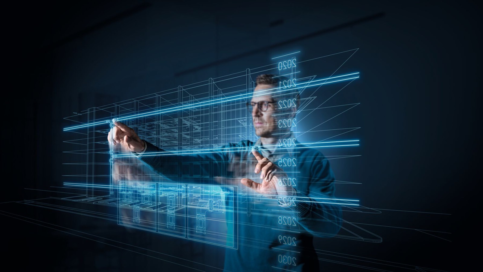 Projektant před obrazovkou Projektant před obrazovkou