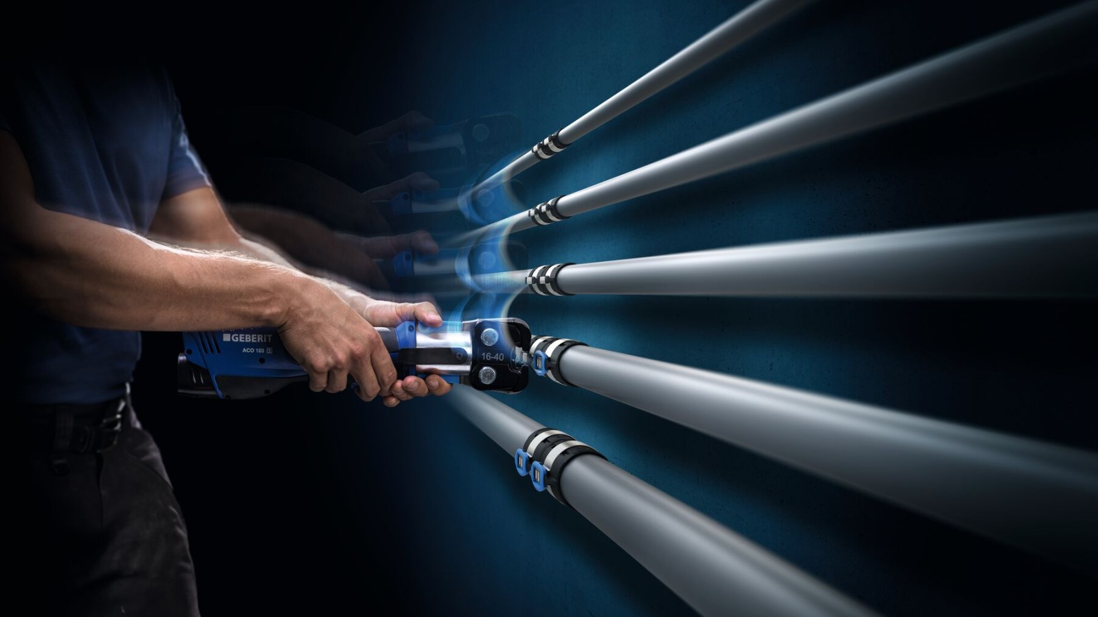 Ruční lisovací kleště pro Geberit FlowFit pro rozměry d16 až d40