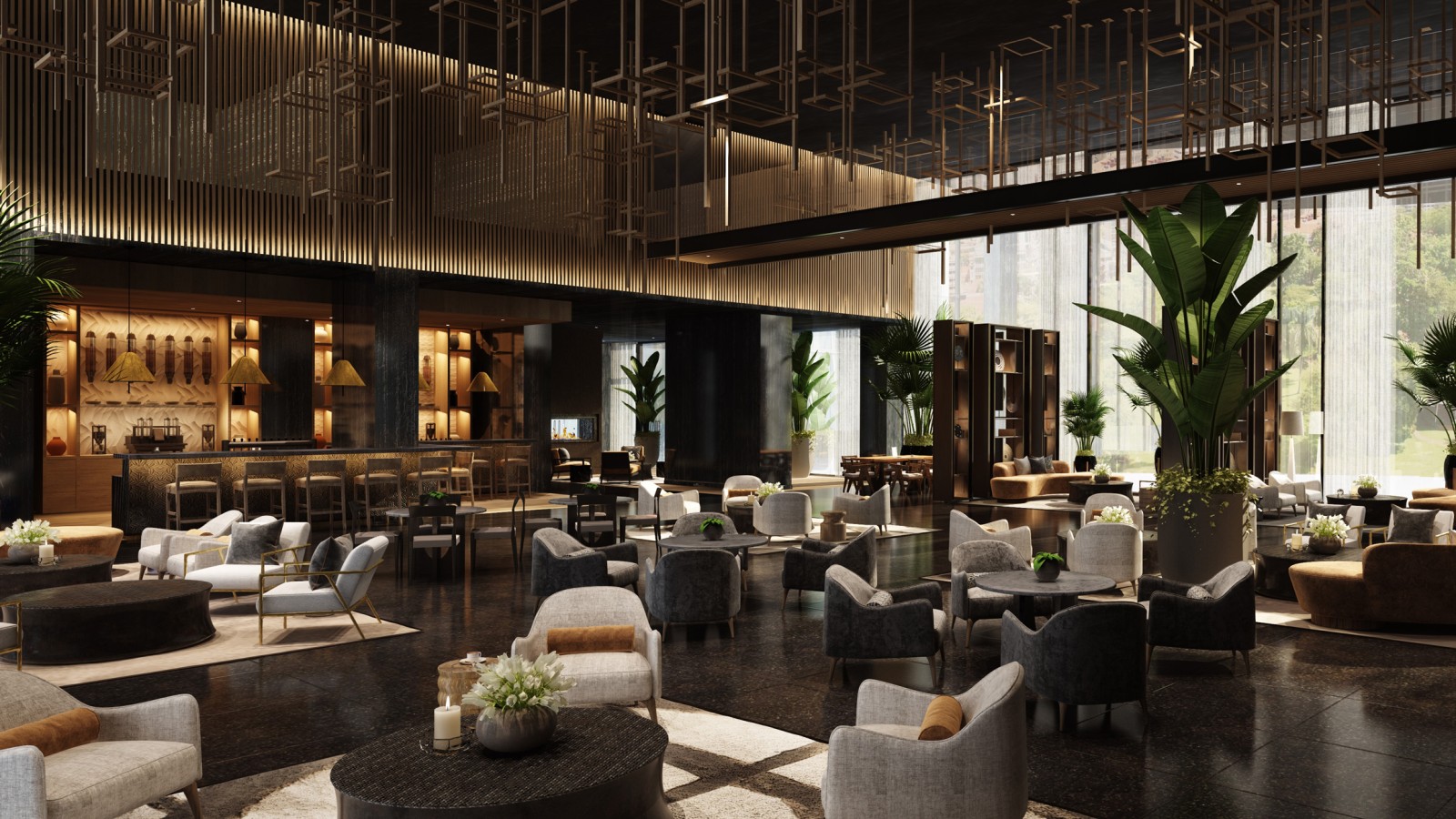 Africké řemeslné umění se snoubí s moderním designem v lobby (© MMAC Dubai) Africké řemeslné umění se snoubí s moderním designem v lobby (© MMAC Dubai)