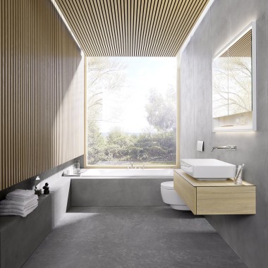 Vítězný návrh koupelny 6x6 od dánské architektonické společnosti Bjerg Arkitektur (© Geberit)