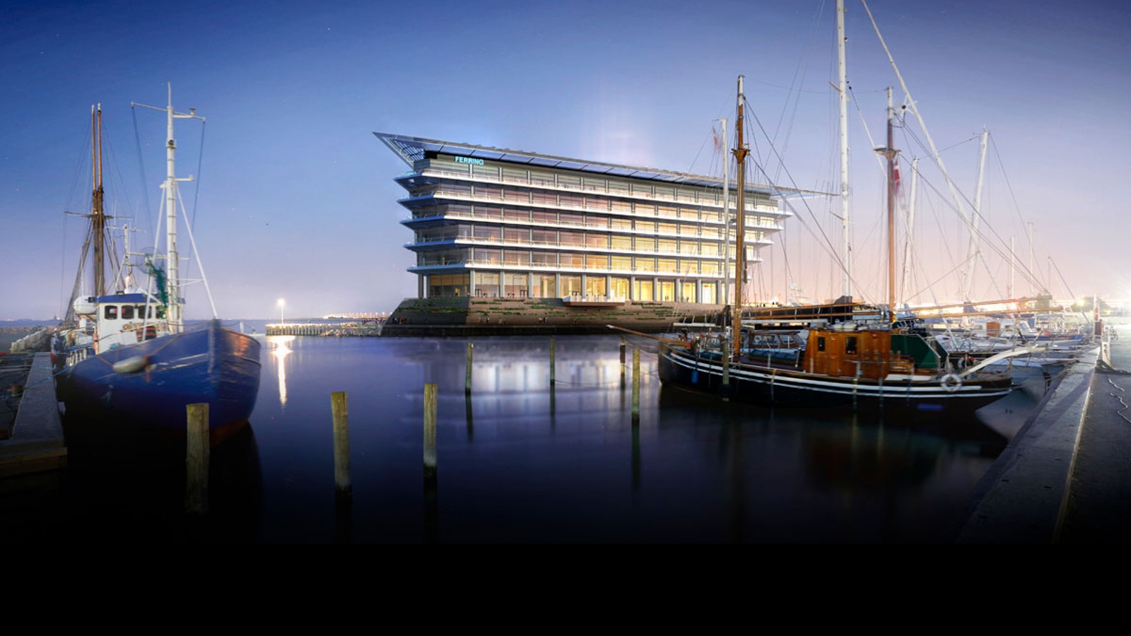 S krásným výhledem na úžinu Öresund mezi Kodaní a Malmö: nové sídlo Ferring Pharmaceuticals. S krásným výhledem na úžinu Öresund mezi Kodaní a Malmö: nové sídlo Ferring Pharmaceuticals.