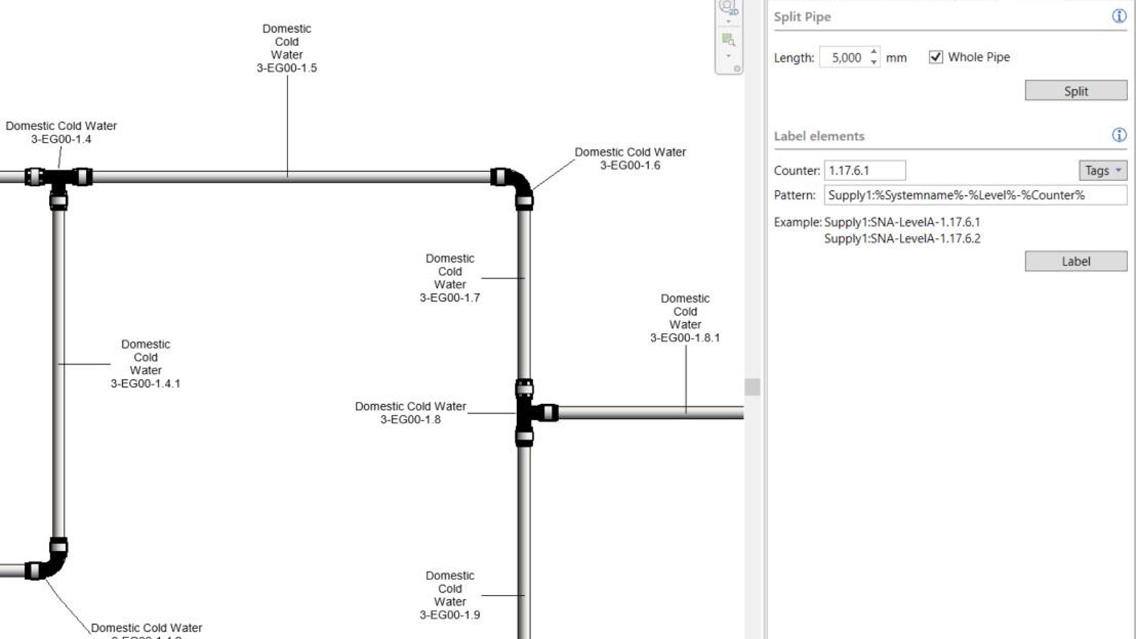 číslování potrubí v Geberit BIM plug-in číslování potrubí v Geberit BIM plug-in