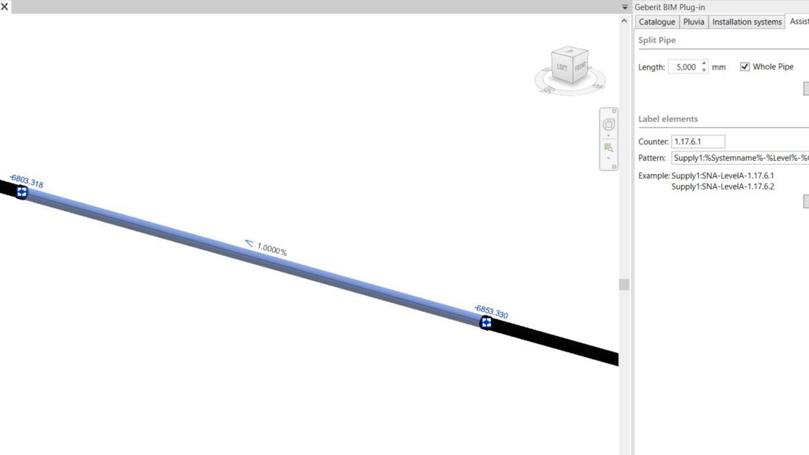rozdělení délky potrubí v závislosti na dostupných délkách v Geberit BIM plug-in rozdělení délky potrubí v závislosti na dostupných délkách v Geberit BIM plug-in