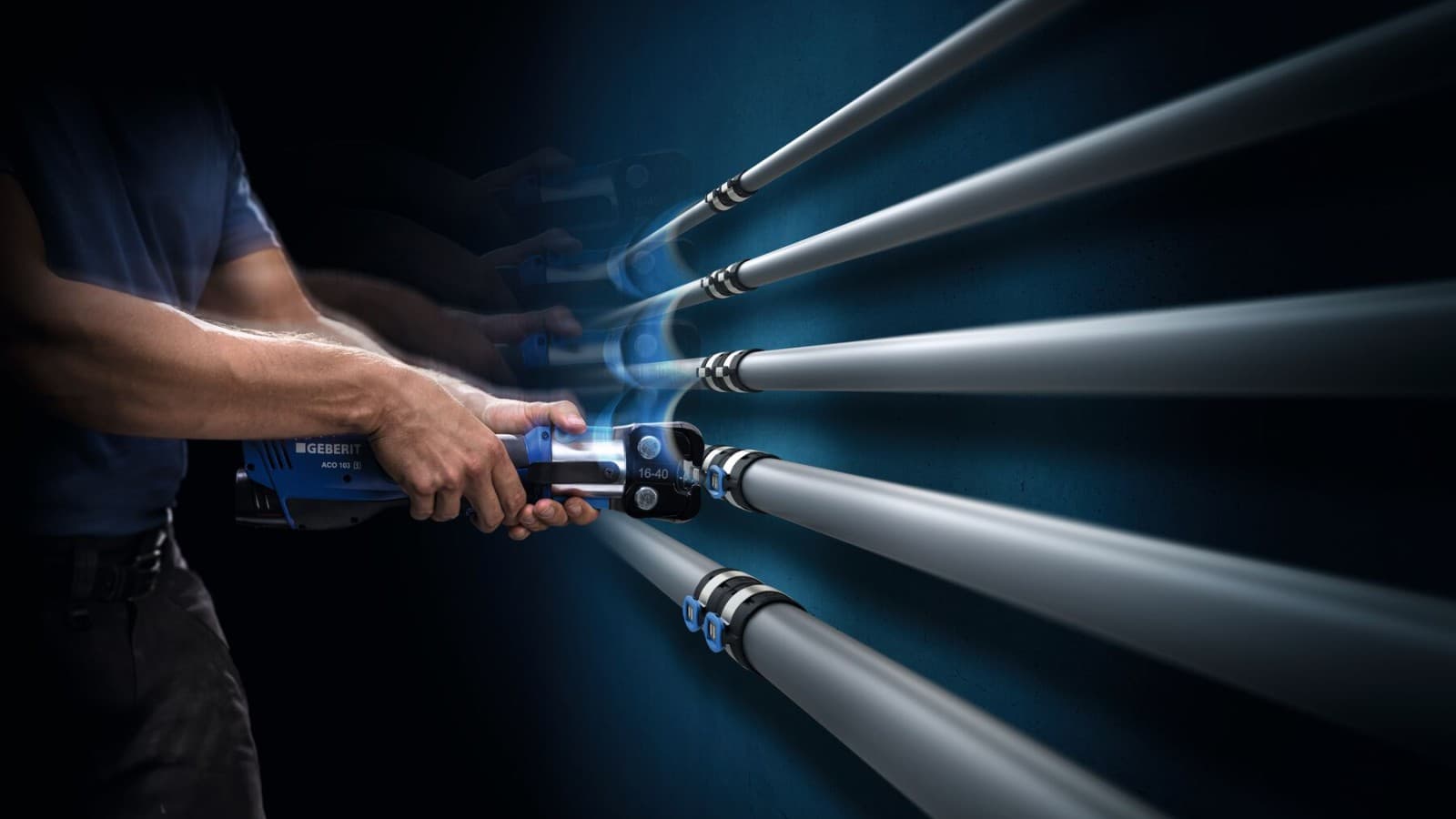 Ruční lisovací kleště pro Geberit FlowFit pro rozměry d16 až d40 Ruční lisovací kleště pro Geberit FlowFit pro rozměry d16 až d40