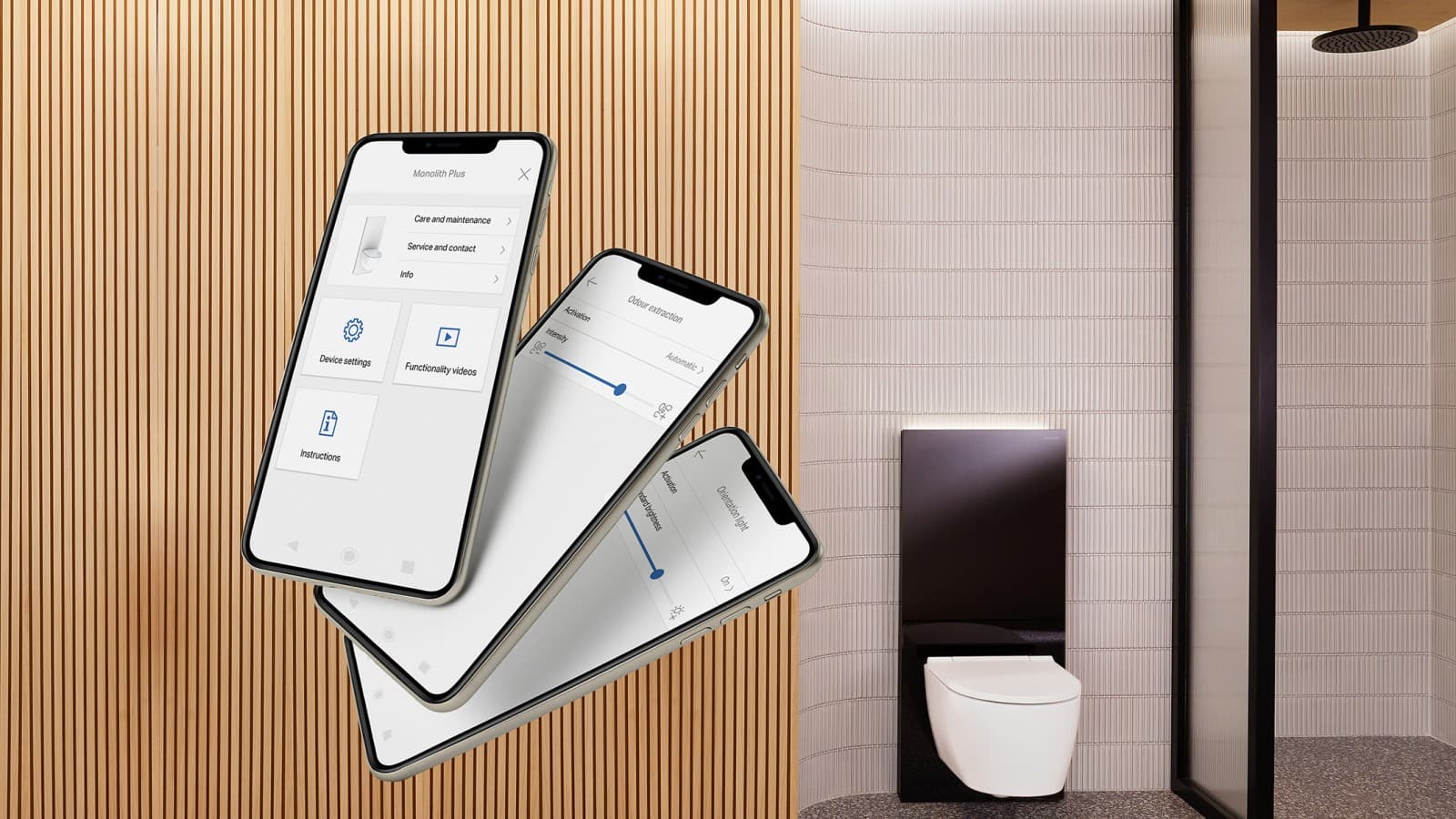 Geberit Home - pro nastavení nového sanitárního modulu Geberit Monolith Plus (© Geberit) Geberit Home - pro nastavení nového sanitárního modulu Geberit Monolith Plus (© Geberit)